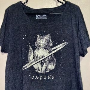 Caturn Shirt. Cat/Planet